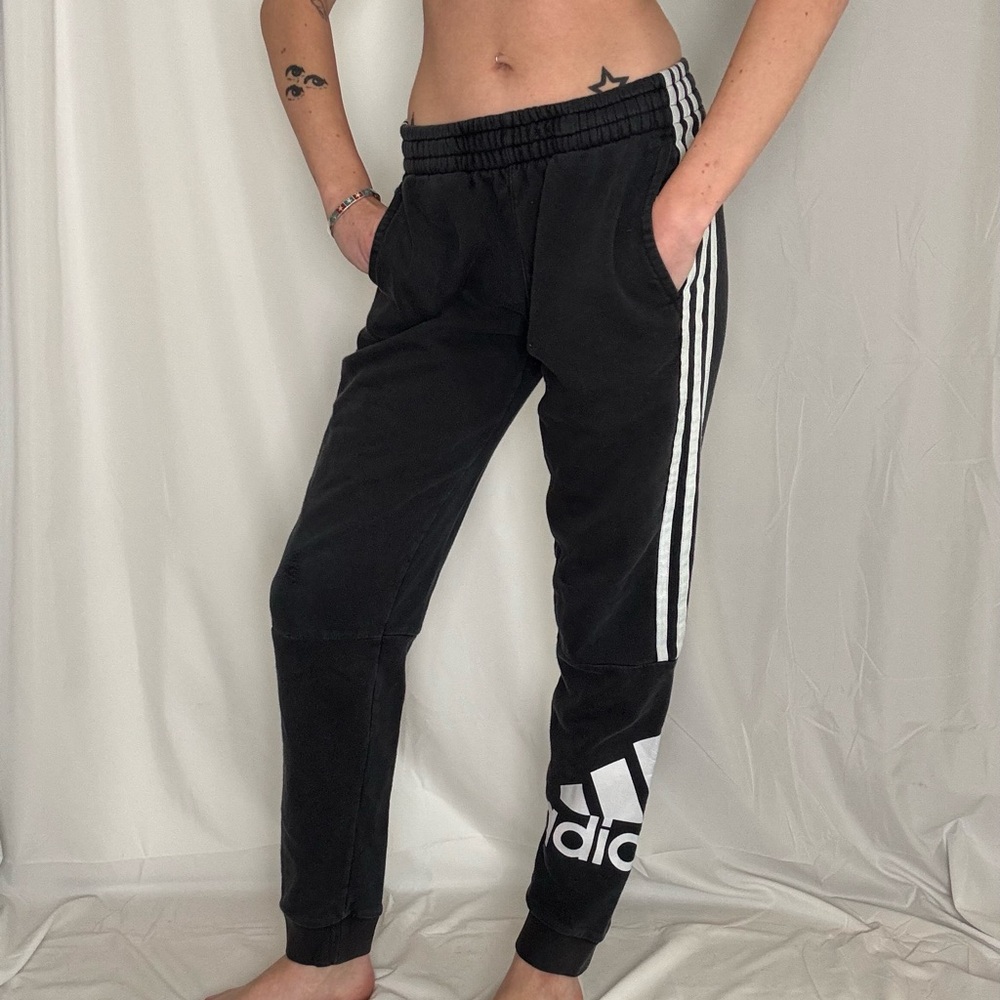 Adidas Black Sweatpants with White Stripes